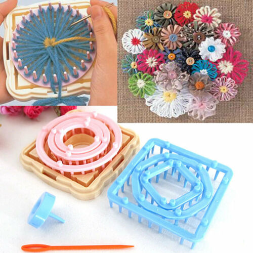 9pcs Set Of 6 Sizes Yarn Craft Maker Flowers Tassels Pattern Loom Kit New